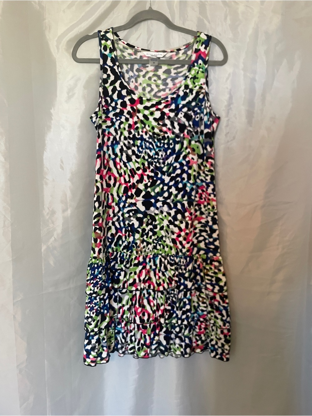Peter Nygard Multicolor Speckle Tank Tiered Dress - Blue, Pink, Green, Black
